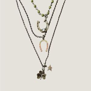 ✨3/$10✨ Horseshoe and Clover Multi-Charm Bronze Necklace
